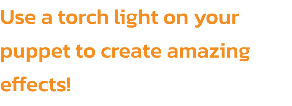 Use a torch light on your puppet to create amazing effects!