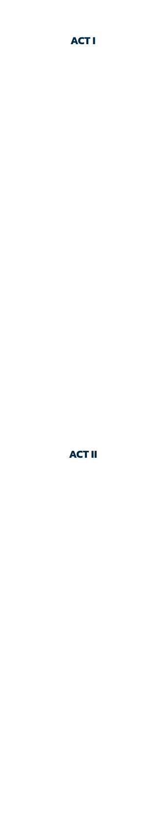 MUSICAL NUMBERS AND SCENES

ACT I

Scene 1: The Nonnberg Abbey
Preludium	The Nuns of the Nonnberg Abbey
Scene 2: A Mountainside Near the Abbey
The Sound of Music	    Maria
Scene 3: The Office of the Mother Abbess, the next morning
Maria	Sisters Berthe, Sop