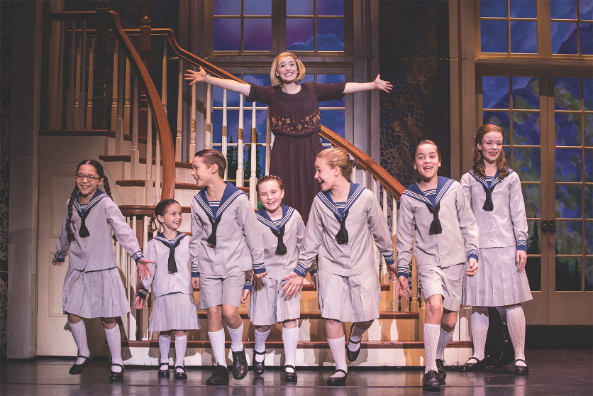 Jill-Christine Wiley as Maria and the von Trapp children. Photo by Matthew Murphy (3)