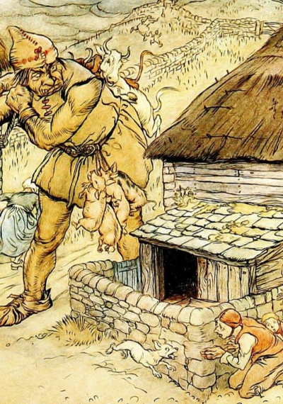 Gigante  caa de crianas ilustrado por Arthur Rackham