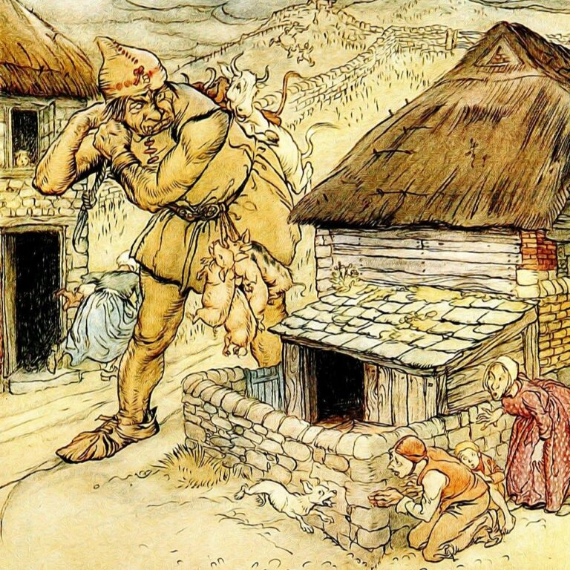 Gigante  caa de crianas ilustrado por Arthur Rackham