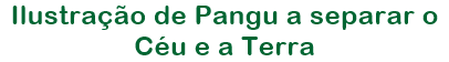 Ilustrao de Pangu a separar o Cu e a Terra